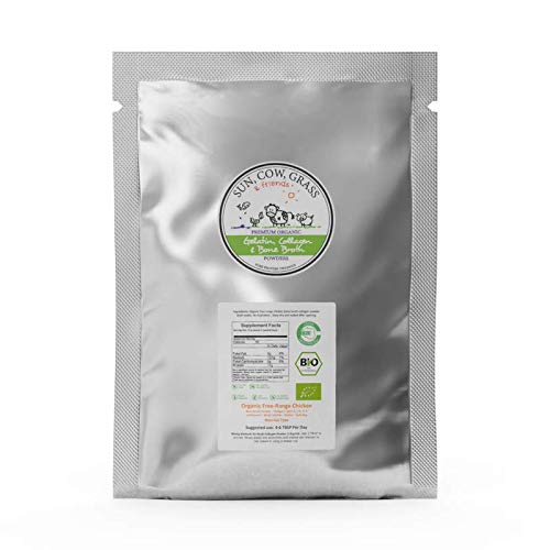 [BRSWKHQTC4JQOELU] Chicken Bone Broth Powder Organic Free Range 1LB Pure Protein Non-Gelling Type