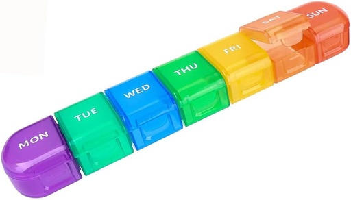 [BRSRA2Y2CAIQK2TP] Weekly Pill Organizer Case, Large 7-Day Daily Pill Box Container, Colorful Portable Detachable Medicine Dispenser, Meds Reminder Holder for Medication, Vitamin, Fish Oil, Supplements, Capsule