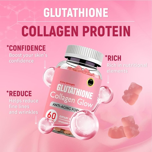 [BRSROC37A57GAGTD] Glutathione Collagen Glow, Glutathione Collagen Glow Gummies, Collagen Gummies for Women Skin Care,Korean Collagen Gummies to Rejuvenate Your Skin (2PCS)