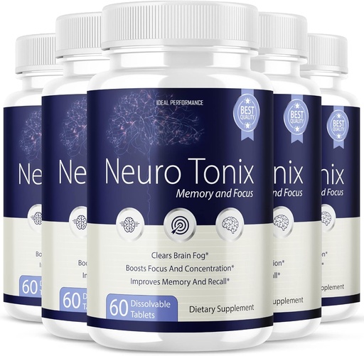 [BRSRMALRCJ6WKGQ2] (5) Pack) Neurotonix Memory supplement - Official Formula - Neuro Tonix Memory Tablets for Focus and Memory, Neruotonix Brain supplement Pills, Neuro Tonix Advanced Formula Maximum (300 Capsules)