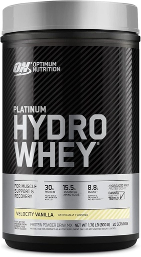 [BRSW2FLRCUCQ42YU] Optimum Nutrition Platinum Hydrowhey Protein Powder, 100% Hydrolyzed Whey Protein Isolate Powder, Flavor: Velocity Vanilla, 1.75 Pounds