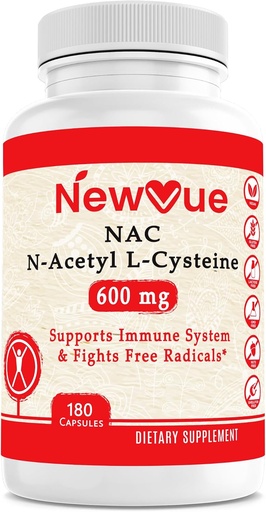 [BRSROBI2AQGWG3DB] N-Acetyl L-Cysteine (NAC) 600mg, 180 Capsules - Non-GMO, Gluten Free