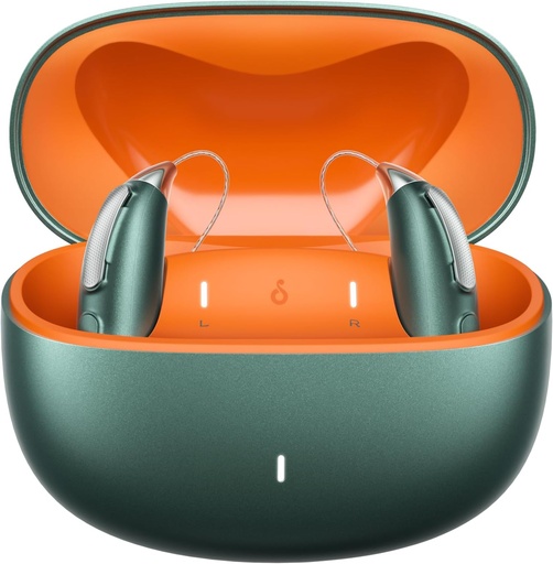 [BRSROC3YCB4AYGQ6] Rechargeable Bluetooth Hearing Aids for Mild to Severe Hearing Loss - OTC - Smart Fitting - RIC (Receiver-in-Canal) Design with Noise Reduction - Includes Charging Box, Green