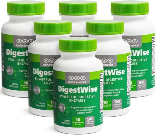 [BRSWGAAZO5YWGA3O] DigestWise Digestive Enzymes - 10 Powerful Vegan Enzymes to Support Digestion, Gas, Bloating & Constipation Relief - Keto Friendly - Lab Tested - 90 Capsules (6)