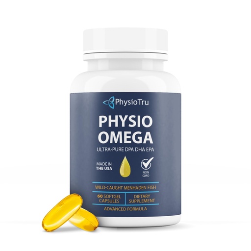 [BRSWGZ36OUJRACQY] Physio Omega 2400mg Fish Oil with Omega 3 Fatty Acid Supplement - Vascular & Cognitive Supplements for Adults - Non-GMO, Burpless, Light Citrus Flavor, Sustainably Sourced - 1 Pack, 60 Softgels