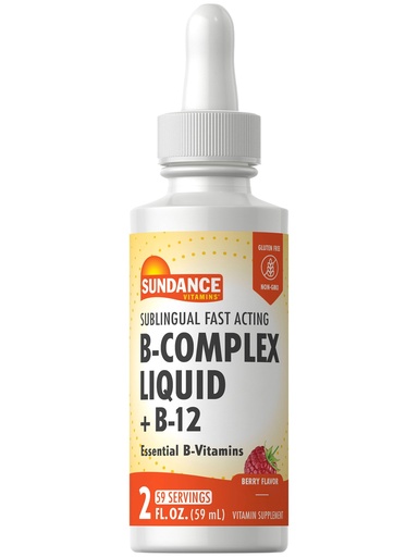 [BRSWKYYHB4DRC2A3] Sundance Sublingual Vitamin B Complex | 2 Fluid Ounces | with B-12 | Berry Flavor | Vegetarian, Non-GMO, and Gluten Free Supplement