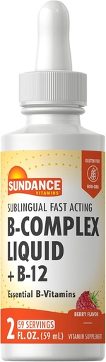 [BRSWKYYHB4DRC2A3] Sundance Sublingual Vitamina B Complex ← 2 Fluid Ounces Silencio con B-12 Silencio Berry Flavor Silencio Vegetarian, Non-GMO, y Gluten Free Supplement