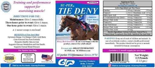 [BRSROAQQCBYBY3LK] SU-PER Tie Deny Energy Horse Supplement - Supports Proper Muscle Function in Performance Horses - Normal Circulation & Oxygen Uptake, Energy Production, Fatigue Delay - 2.5 Pound, (2 Pack)