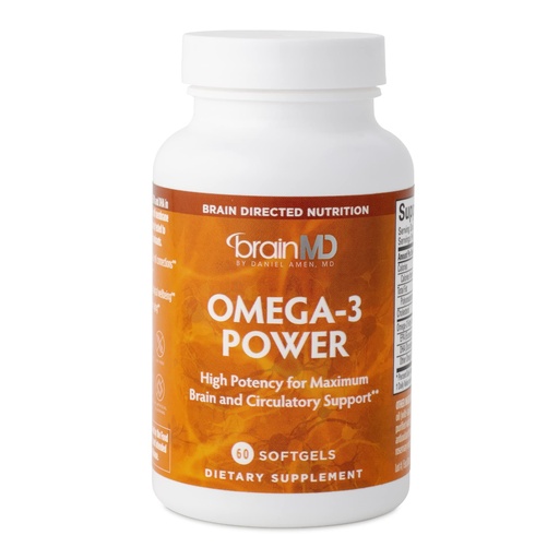 [BRSWI2YTOF7AK2DG] BRAINMD Dr Amen Omega-3 Power - 60 Capsules - Joint & Immune Support Supplement - Contains DHA & EPA - Gluten Free - 30 Servings