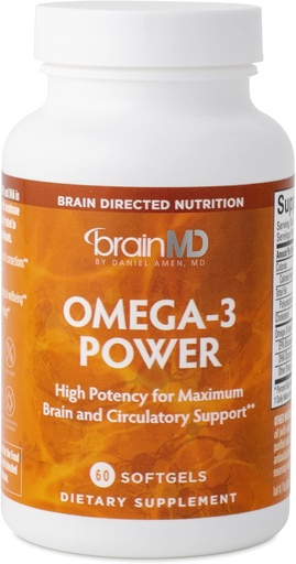 [BRSWI2YTOF7AK2DG] BRAINMD Dr Amen Omega-3 Power - 60 kapslit - ühine ja immuunne tugilisa - sisaldab DHA & EPA - gluteenivaba - 30 serveerimist