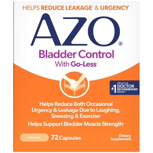 [BRSWKZACBAGAGELM] AZO Bladder Control with Go-Less Daily Supplement | Helps Reduce Occasional Urgency, leakage due to laughing, sneezing and exercise††† | 72 Capsules