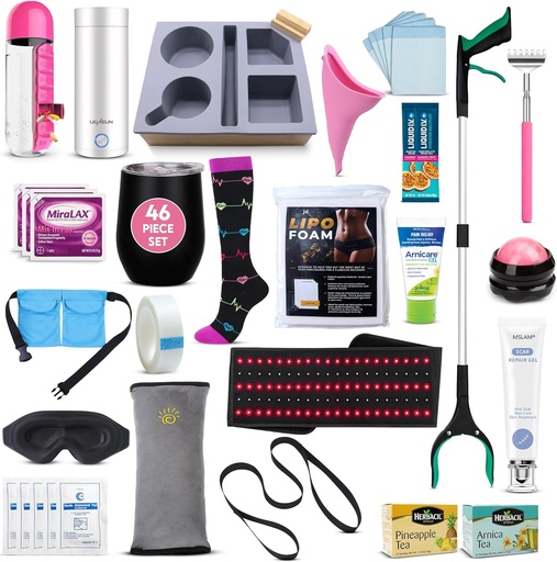 [BRSRAHY6C4IRUCL4] Ultimate Tummy Tuck Recovery Kit with Scar Care Red Light Therapy Wrap - Premium Post-Op Supplies and Must Have Essentials for Mommy Makeover | Abdominoplasty