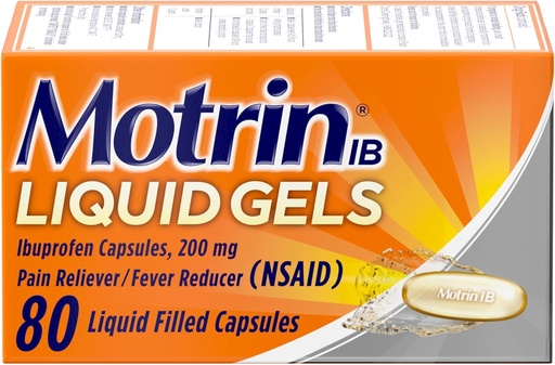 [BRSWIB3RBMNQ2EI7] Motrin IB Ibuprofen 200mg Liquid Gels, Ibuprofen Pain Reliever & Horečka Reducer pro dospělé, Relief from Minor Artritis Pain, Muscle Aches, Heads, Menstrual Cramps & Backup, 80 ct