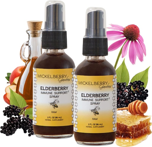 [BRSROYDYPN7RS2TU] Mickelberry Gardens Elderberry Honey Propolis Throat Spray - Natural Immune Support and Throat Coat for Kids and Adults, 2 Ounces (Pack of 2)