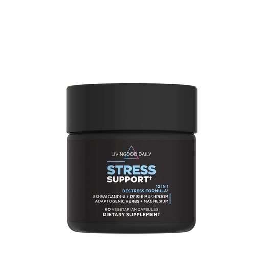 [BRSRMEL3OEHWGCT4] Livingood Daily Stress Support, 12-in-1 Supplement with Ashwagandha, Reishi Mushroom, Vitamin B6, Adaptogenic Herbs & Magnesium, Supports Mood & Calm, Gluten Free, Vegan, 60 Vegetarian Capsules