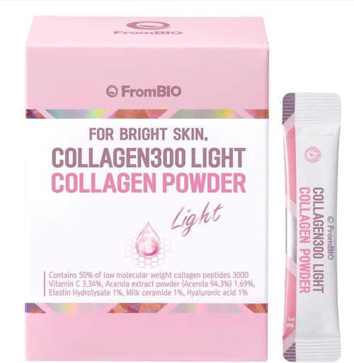 [BRSRMGATCAFWAGT3] for Bright Skin, Collagen 300 Light, Low Molecular Weight Fish Collagen Peptides 300D 1,500mg (28 Packets)