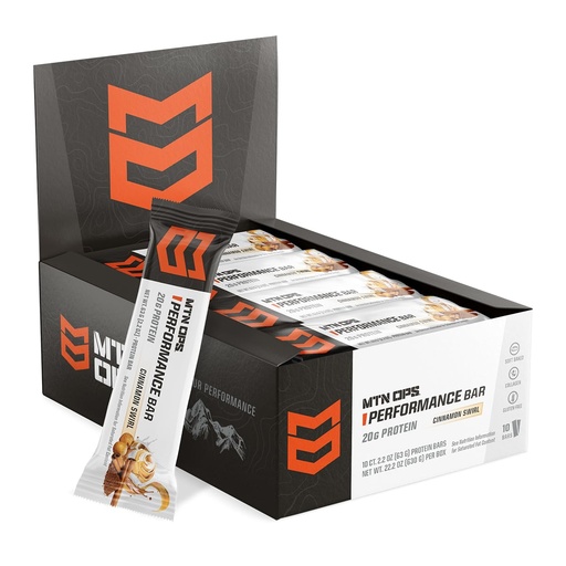 [BRSRMAIHDEAW2F3B] MTN OPS Frosted Cinnamon Swirl Protein Bars, High Protein with Whey Isolate & Whey Concentrate and Collagen, Low Sugar, Gluten Free, 10 Count
