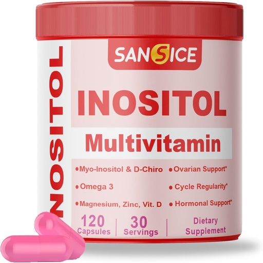 [BRSRA2QYO4FWEYLD] Myo & D-Chiro Inositol Multivitamin קפסולות, 2000 מ"ג Myo-Inositol ו 50 מ"ג D-Chiro Inositol 40:1 בלגן, ויטמין B8 עבור הורמון נשים (120 קפסולות)