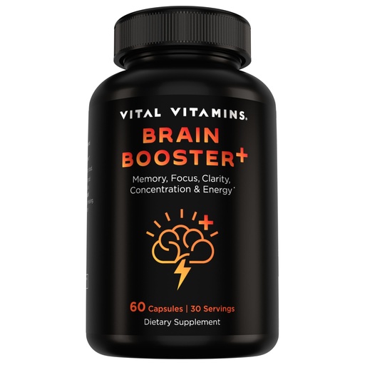 [BRSRMHY6OYMRMDTL] Vital Vitamins Nootropic Brain Supplement Plus - for Memory, Focus, Concentration, Neuro Energy, Clarity - with Lion's Mane Mushrooms - 60 Capsules