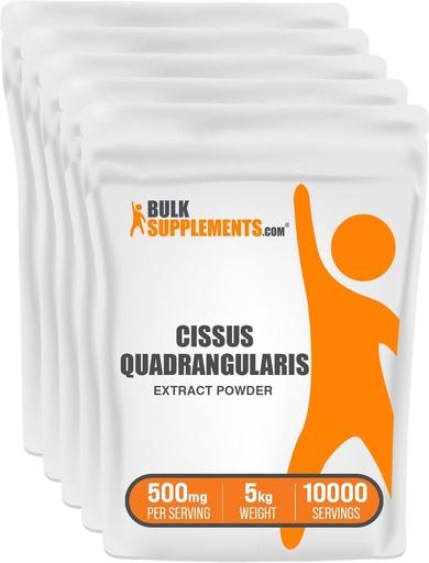 [BRSWY2YRDIMQE2T5] BulkSupplements.com Cissus Quadrangularis Extract Powder - Cissus Quadrangularis Supplement, Herbal Supplement - Gluten Free, 500mg per Serving, 1kg (2.2 lbs) (Pack of 5)