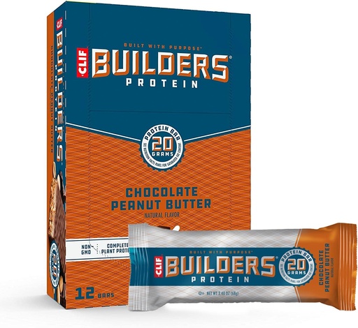 [BRSWIYIION4QGYDK] Clif Builders - Protein Bars - Chocolate Peanut Butter Flavor - 20g Protein - Gluten Free (2.4 Ounce, 12 Count)