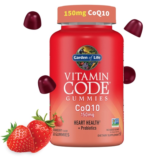 [BRSROY34BYBQ2CTO] ​​Garden of Life Vitamin Code CoQ10 Gummies - Heart Health and Cellular Energy Support with Prebiotics and Probiotics, No Added Sugar, Gluten-Free, Non-GMO, Strawberry Flavor, 60 Gummies​