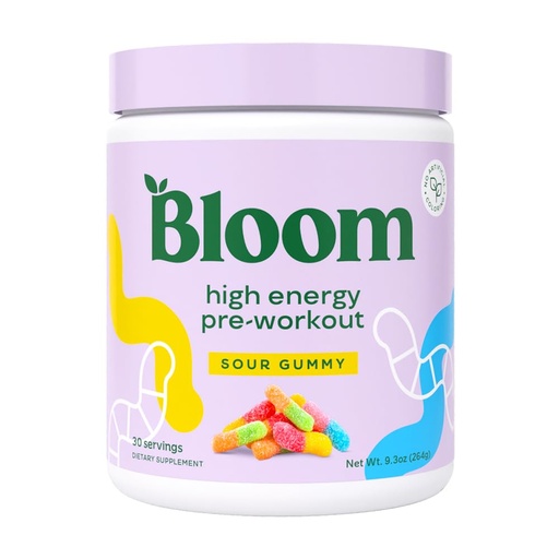 [BRSROZICCNYRAETB] Bloom Nutrition High Energy Pre Workout Powder, Amino Energy with Beta Alanine, Ginseng & L Tyrosine, Natural Caffeine Powder from Green Tea Extract, Sugar Free & Keto Drink Mix (Sour Gummy)