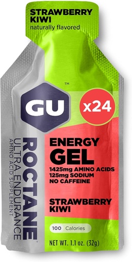 [BRSWIFQCAUHBECDG] GU Energy Roctane Ultra Endurance Energy Gel, Vegan, Gluten-Free, Kosher, and Dairy-Free On-The-Go Sports Nutrition for Running, Biking, Hiking or Skiing, Strawberry Kiwi (24 Packets)
