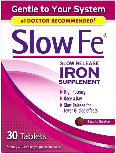 [BRSWG2QQAQHRQHIU] Slow Fe Slow Release Iron Supplement - 30 tabletten, verpakking van 4