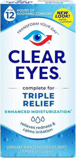 [BRSWIGYOOMCQGHDU] Clear Eyes Triple Action Relief Eye Drops 0,50 Ounce