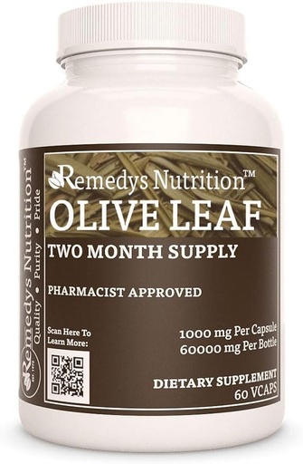 [BRSWYZYBBEHAYALX] Remedy's nutrition Olive Leaf | 1,000 mg, 60 Vegan Capsules Herbal Dietary Supplement | Two Month Supply