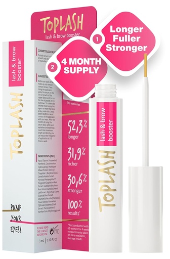 [BRSWGED7BYCQ23QU] TOPLASH Eyelash Growth Serum - Innovative Formula for Longer, Thicker, Fuller Brows & Lashes - Natural, Cruelty-Free & Hypoallergenic - 0.10 fl.oz.