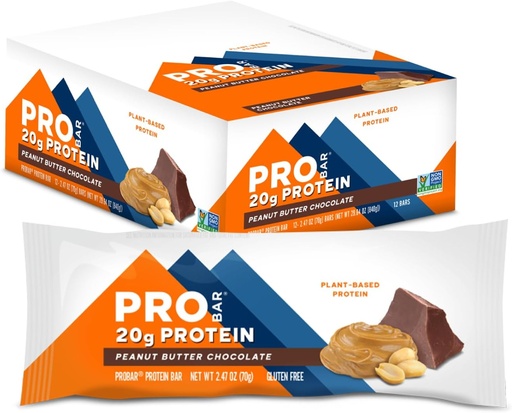[BRSWIEDQOQEGAYDY] PROBAR - PROTEIN Bar, Peanut Butter Chocolate, Non-GMO, Gluten-Free, Healthy, Plant-Based, Whole-Food Ingredients, Natural Energy (12 Conteo)