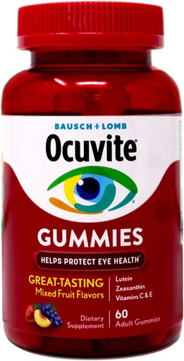 [BRSWIBILBF4RM23M] Ocuvite Eye Vitamin & Mineral Supplement, Gummy Multivitamin för ögon, Zink, Vitamin C & E, Lutein & Zeaxanthin Supplements för Vision Support för vuxna, 60 Gummies