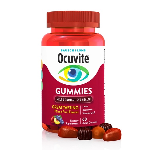 [BRSWIBILBF4RM23M] Ocuvite Eye Vitamin & Mineral Supplement, Gummy Multivitamin for Eyes, Zinc, Vitamin C & E, Lutein & Zeaxanthin Supplements for Vision Support for Adults, 60 Gummies