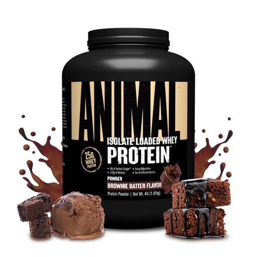 [BRSWKGQQBIGAYD32] Animal Whey Isolate Protein Powder - Loaded for Pre & Post Workout Muscle Builder and Recovery with Digestive Enzymes for Men & Women - 25g Protein, Great Taste, Low Sugar - Brownie Batter 4 lbs