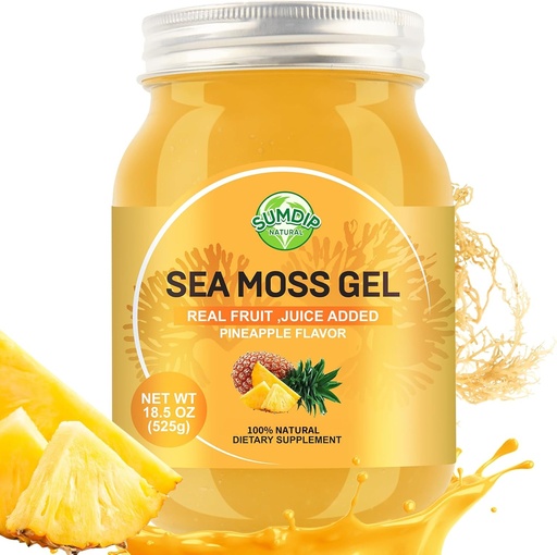 [BRSROYIEOYMQEHLV] 18.5OZ Sea Moss Gel, Raw Flamored Irish Seamoss Gel Imune and Digestive Support Vitamin Mineral Supplements, Ananas