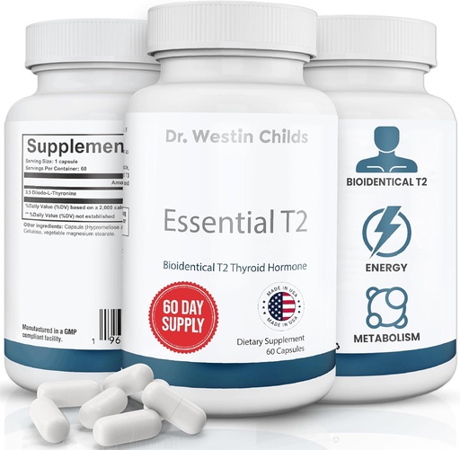 [BRSRMAYROEGWOGY3] Dr. Westin Childs Essential T2 - T2 Thyroid Support Supplement with Bio-Identical 3,5 Diiodo-l-thyronine for Hypothyroidism, Hashimoto's, Thyroidectomy & Rai, Non GMO, 60 Day Supply