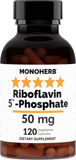 [BRSROZYDCUBA2FLK] MONOHERB riboflaviin 5'- fosfaat 50 mg - 120 taimekapslit - bioaktiivne B2-vitamiin
