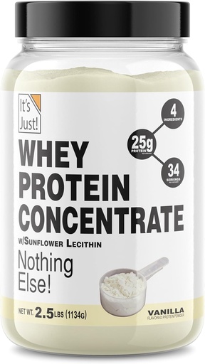 [BRSROAQCC4GRYA3X] És només! - 100% Whey Protein focus, fet als EUA, Premiumum WaP-80, Natural Vanilla Flavor (2.5 lliura, Vanilla)