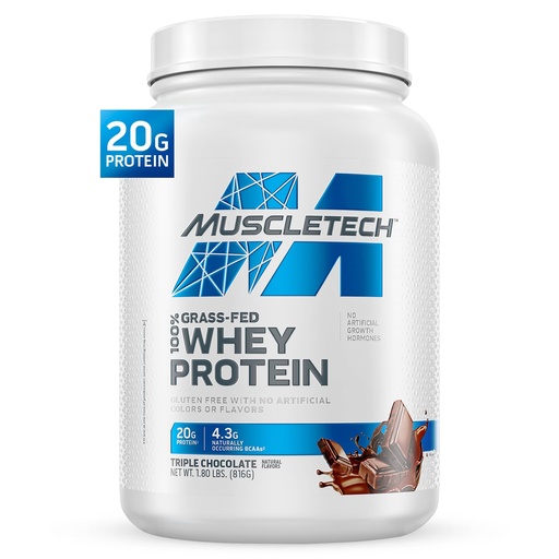 [BRSWYAD4DMOWCFYV] Muscletech Grass-Fed Whey Protein Powder (Triple Chocolate, 1.8LB) - Whey Protein Smoothie & Milk Shake Mix Supports Muscle Gain & Recovery - 20g of Whey Protein for Women & Men - Non-GMO, Gluten-Free