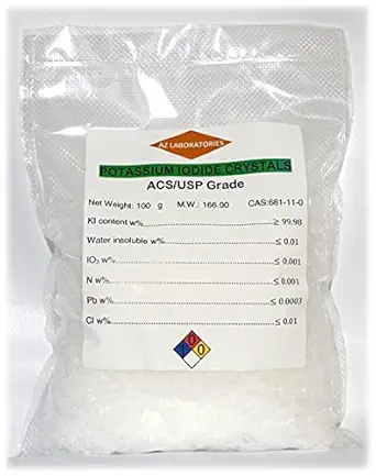 [BRSWKGANDIDWMH36] Potassium Iodide, USP Grade 100 grams. Fine Crystals Powder