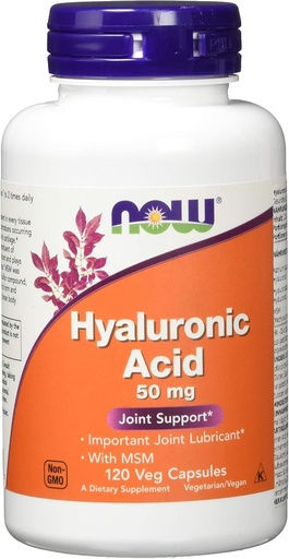 [BRSWIZYZOMDWCETO] NOW Foods - Hyaluronic Acid with MSM 50 mg. - 120 Vegetarian Capsules