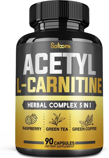[BRSRMBDYB4IAEFA6] 5in1 Acetyl L-Carnitine Complex Capsules - 2600mg Daily - Body, Brain & Immune Health Support - Combined Alpha Lipoic Acid, Green Tea, Green Coffee Bean & Raspberry Ketones - 90 Counts for 3 Month