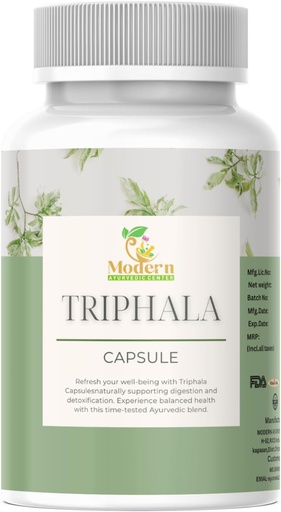 [BRSROBLQDIPBUET4] Triphala Capsules 120 pour le soutien digestif, le boost immunitaire et les avantages antioxydants 100% mélange à base de plantes de Amla, Haritaki et Bibhitaki favorise la santé Gut (120 Capsule)
