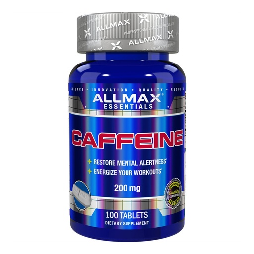 [BRSWIZIRC4MWKA3M] ALLMAX Caffeine - 100 Tablets - Increases Mental Alertness, Focus & Energy - Vegan - 100 Servings