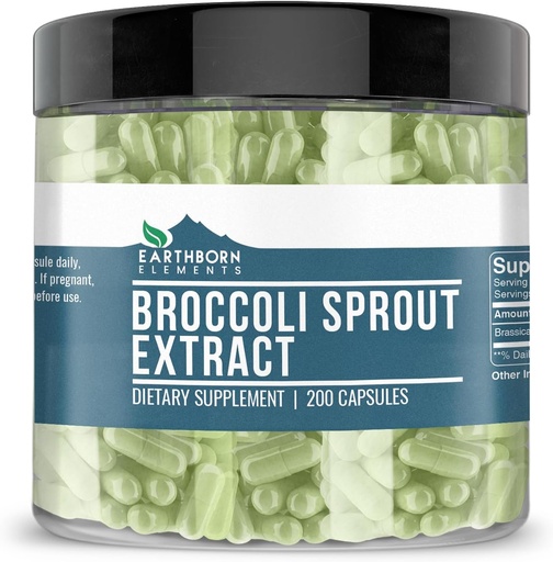 [BRSWYZQ3BUIR6ADP] Earthborn Elements Broccoli Extract 200 Capsules, Pure " Undiluted, No Additives