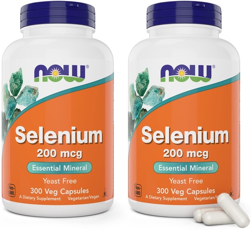 [BRSWY2T4CF5WY2Y3] Now Selenium 200mcg Capsules, 300 Count (Pack of 2) - L Selenomethionine Mineral Supplement for Women & Men - Veg Caps, Non-GMO, Vegan Friendly, Yeast-Free