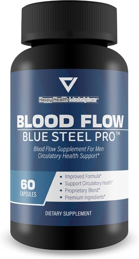 [BRSRAFD2CR4AMDL7] Blood Flow Blue Steel Pro - Naše nejlepší krevní toky Kapsle - Zdravý krevní tok dodatek Práškové kapsle - Celé tělo krevní tok podpora - Krevní oběh doplňky pro muže Cirkulační podpora