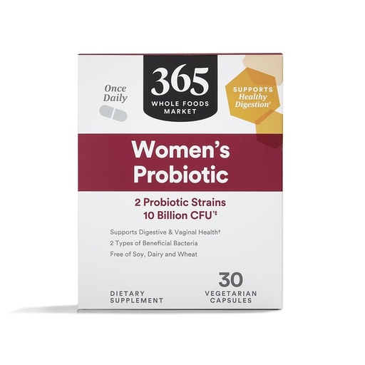 [BRSWGGAEOF5RMG3P] 365 by Whole Foods Market, Women's Once Daily Probiotic (Vegetarian and Free of Soy, Dairy, and Wheat), 10 Billion CFU, 30 Count